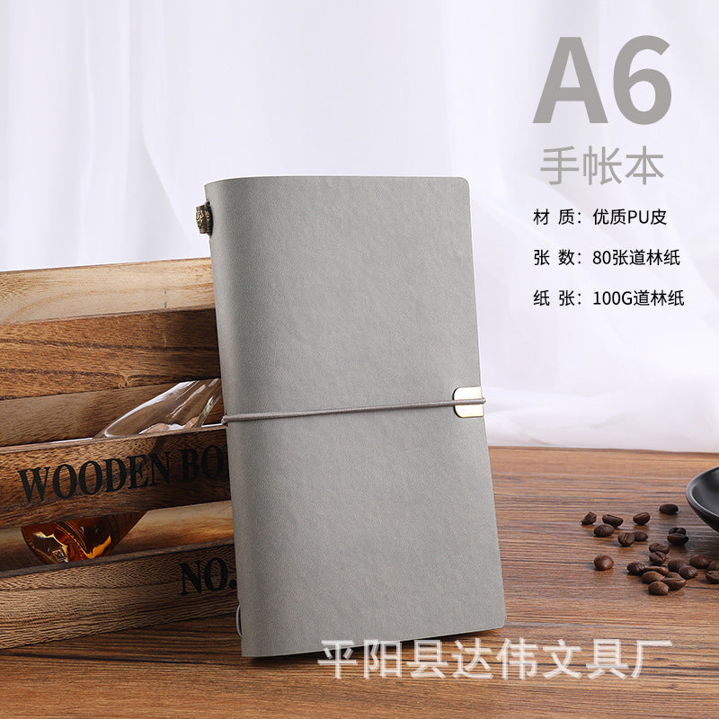 Wholesale A6 Retro Style Strap Creative Soft Leather Student Portable Notebook